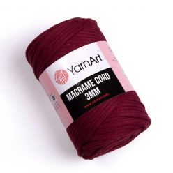 Yarn art macrame cord fonal 3mm 781 bordó