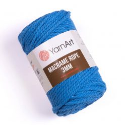 Yarn art 3mm macrame rope kifésülhető fonal 786 kék