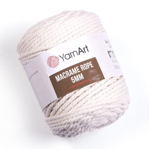 Yarn art 5mm macrame rope kifésülhető fonal 752 tört fehér